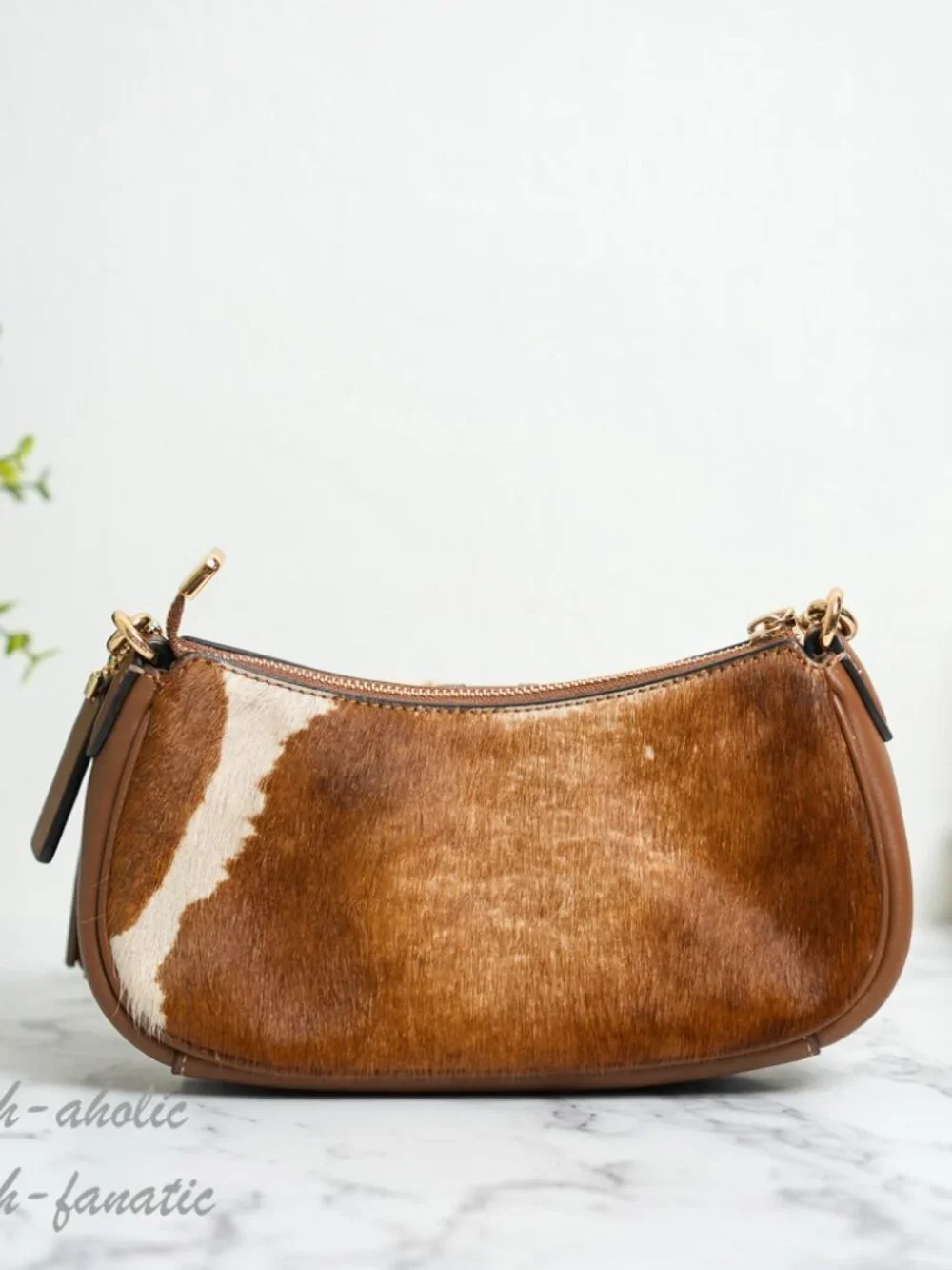 Coach CDX79 Ashton Mini Shoulder Bag Haircalf With Cow Print Brown Crossbody NWT